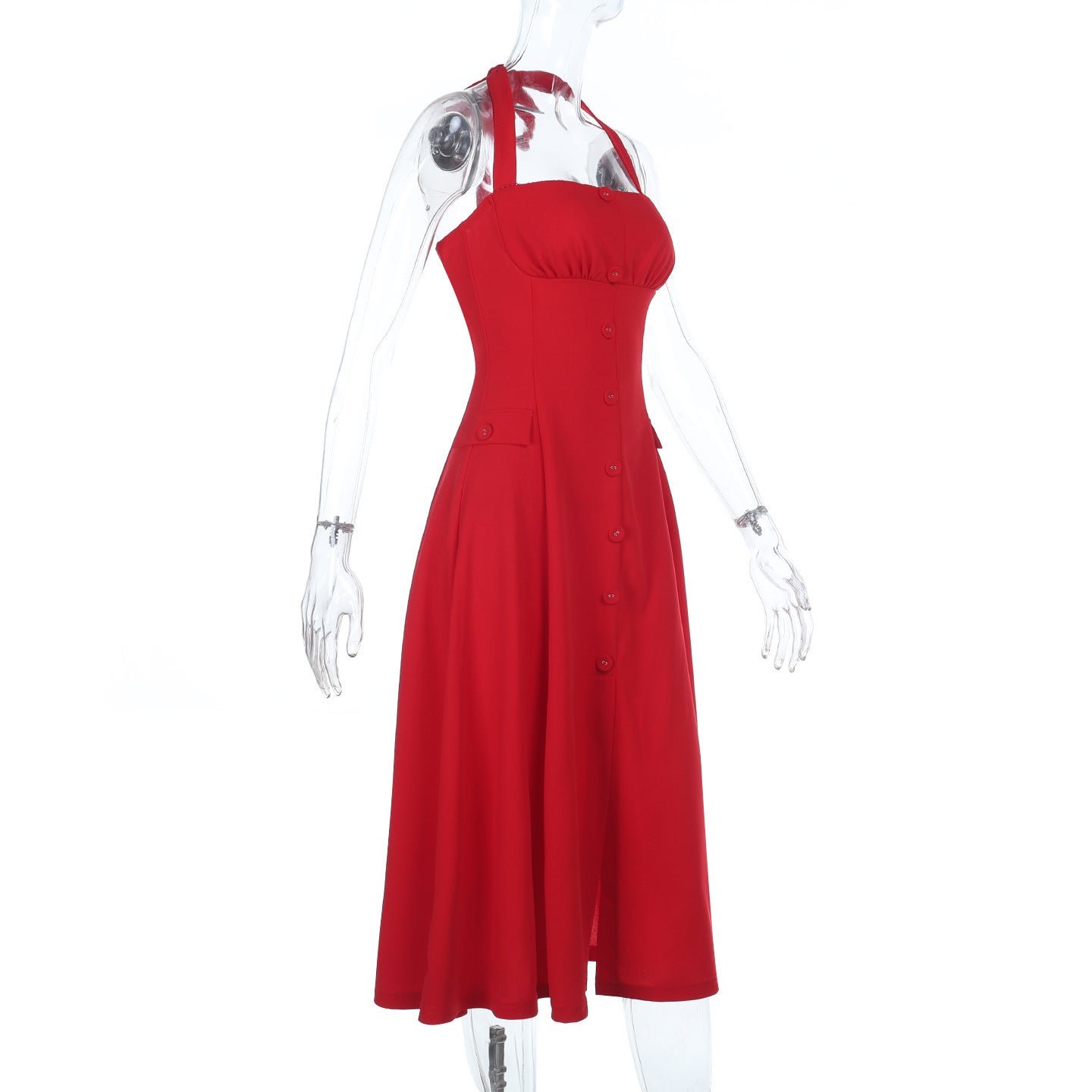 Carnes Midi Dress - Red