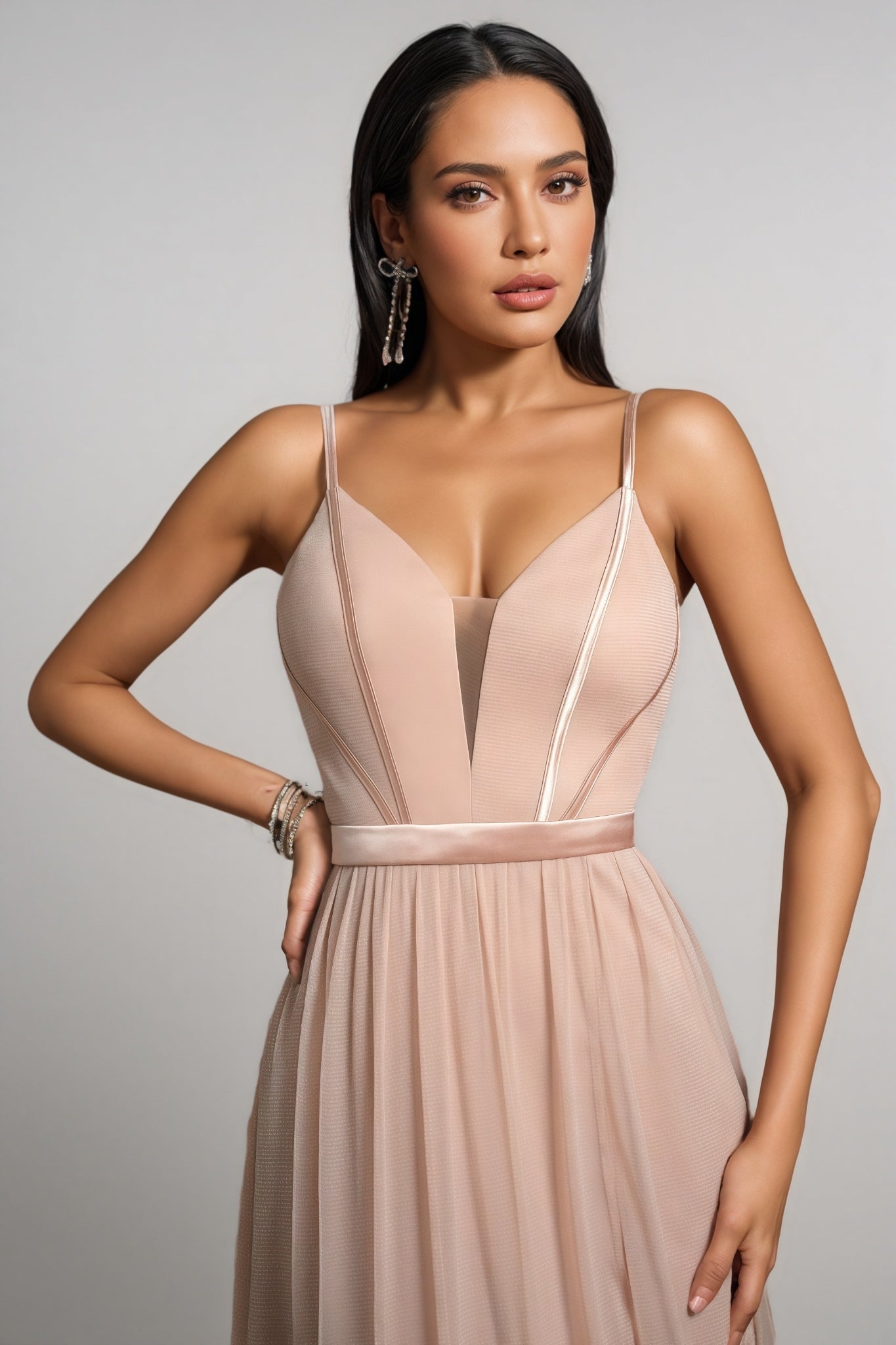 Crispina Pink Strappy Mesh Maxi Dress - View 6