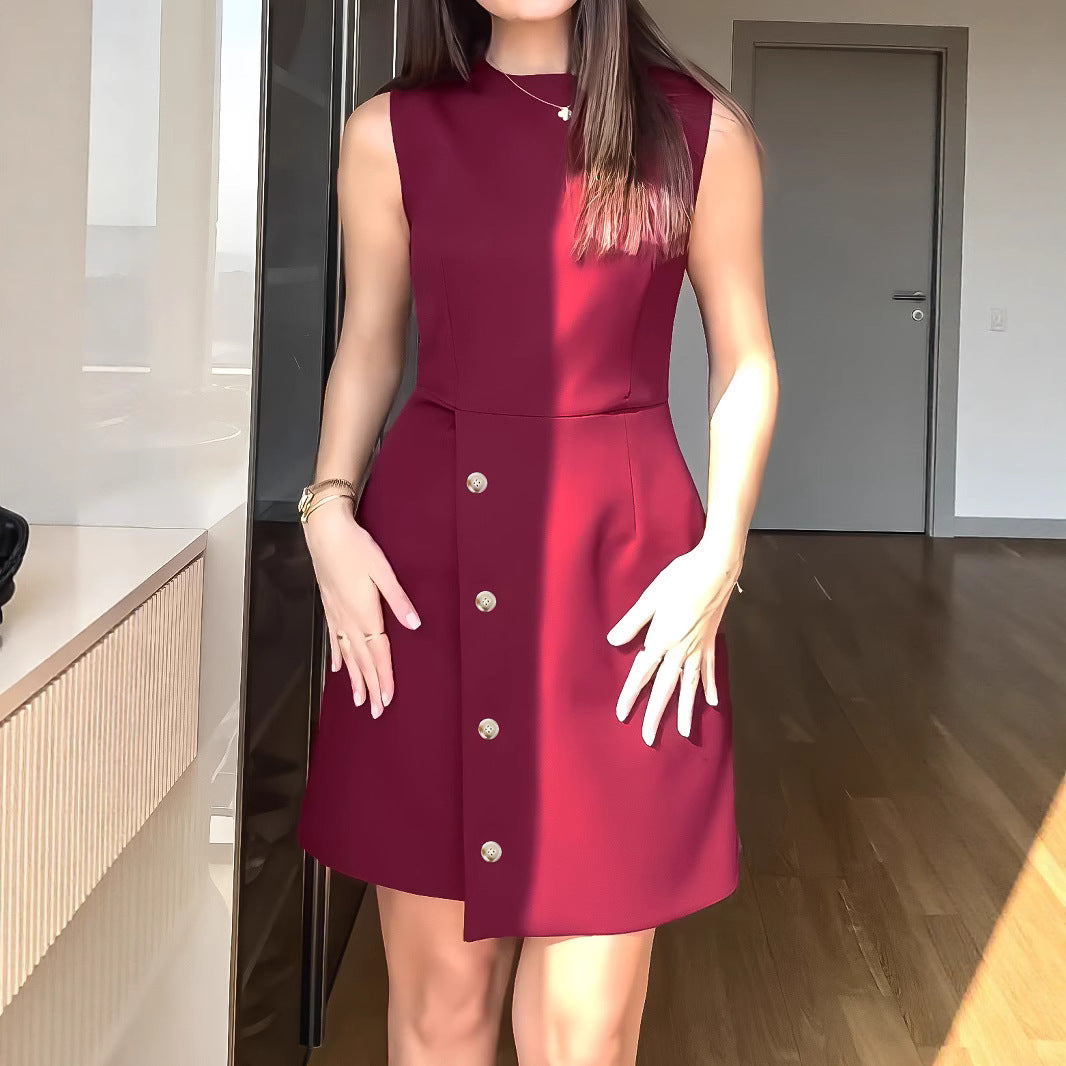 Women Solid Color Casual Slim A line Short Dress