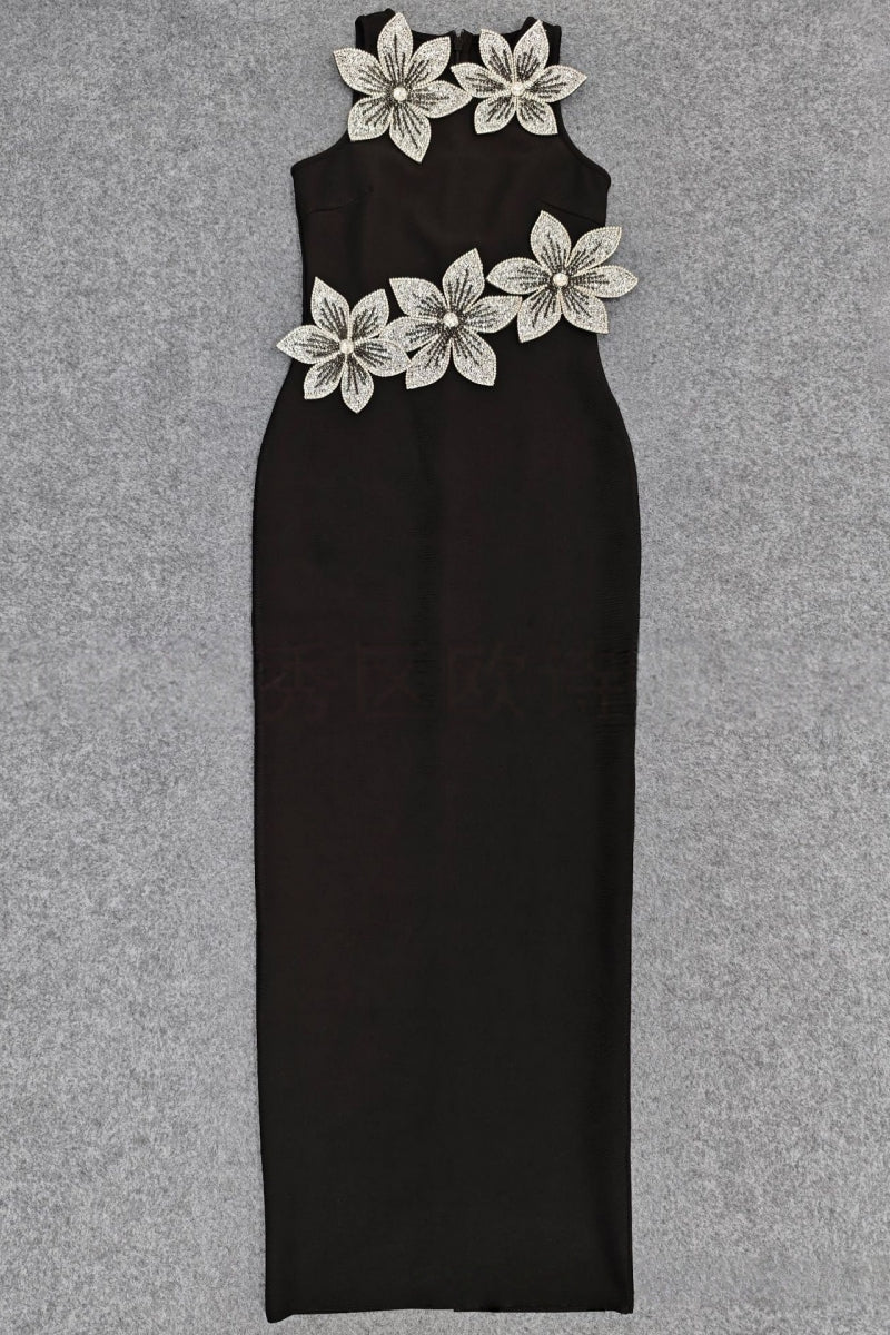 Pam 3D Floral Diamond Bandage Maxi Dress - View 4
