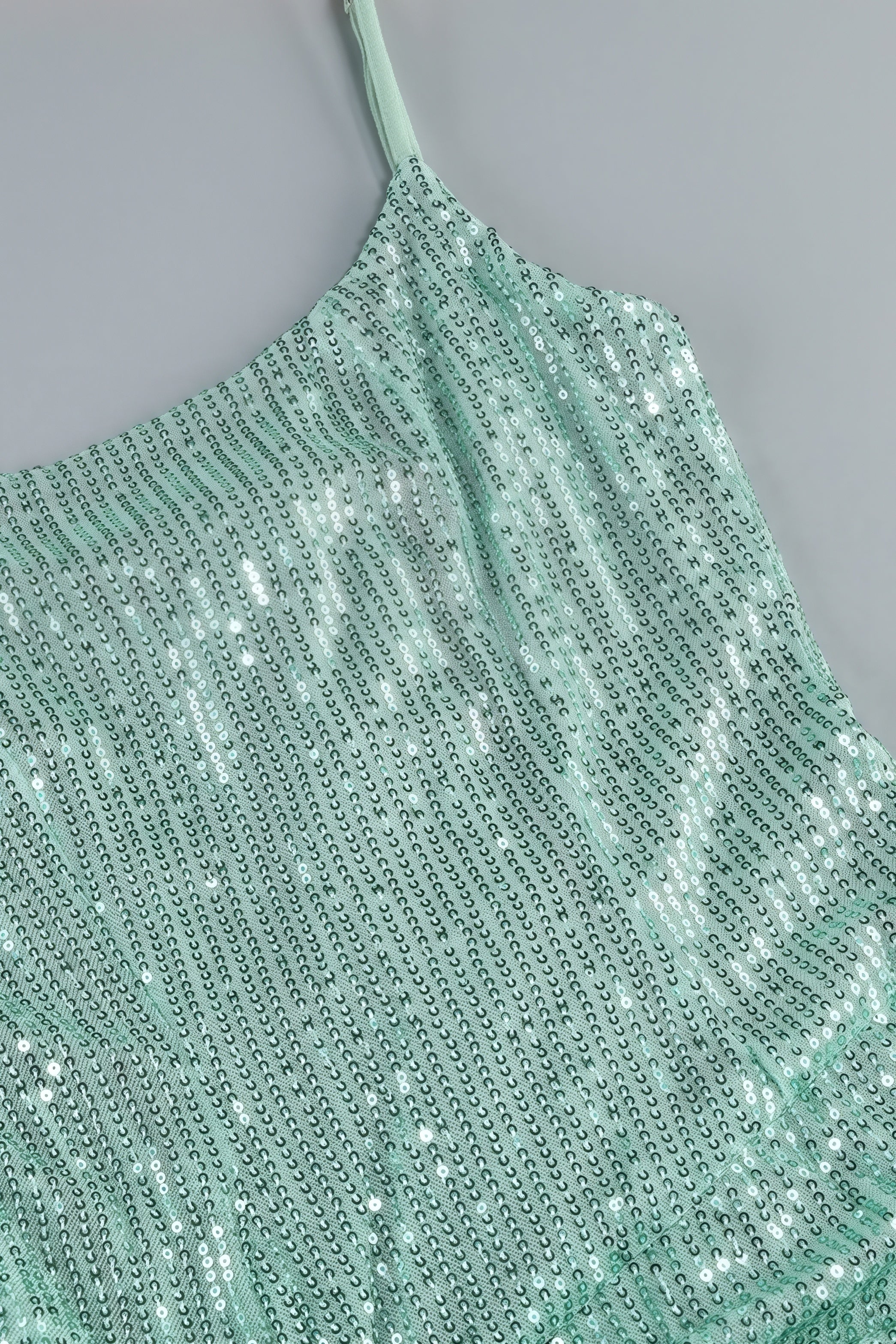 Sequin Spaghetti Strap Twist Front High Split Mermaid Gown
