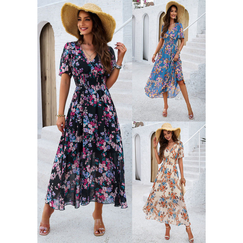 Yasmina Boutique Women's Floral Maxi Dress with Flutter Sleeves Collection