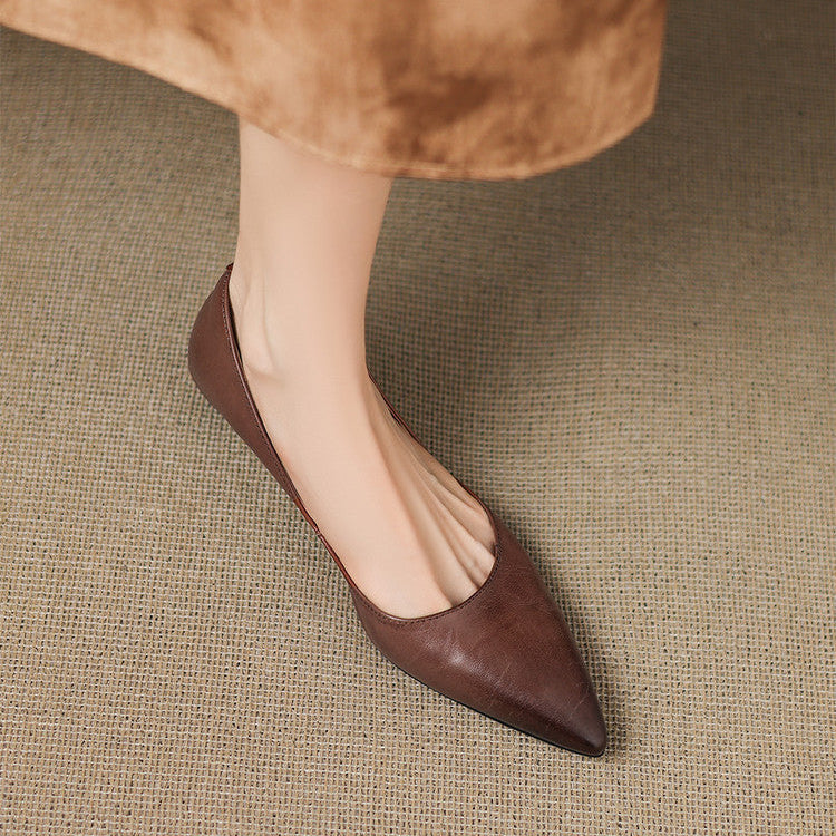 Pointed Toe Slip On Low Wedge Flats