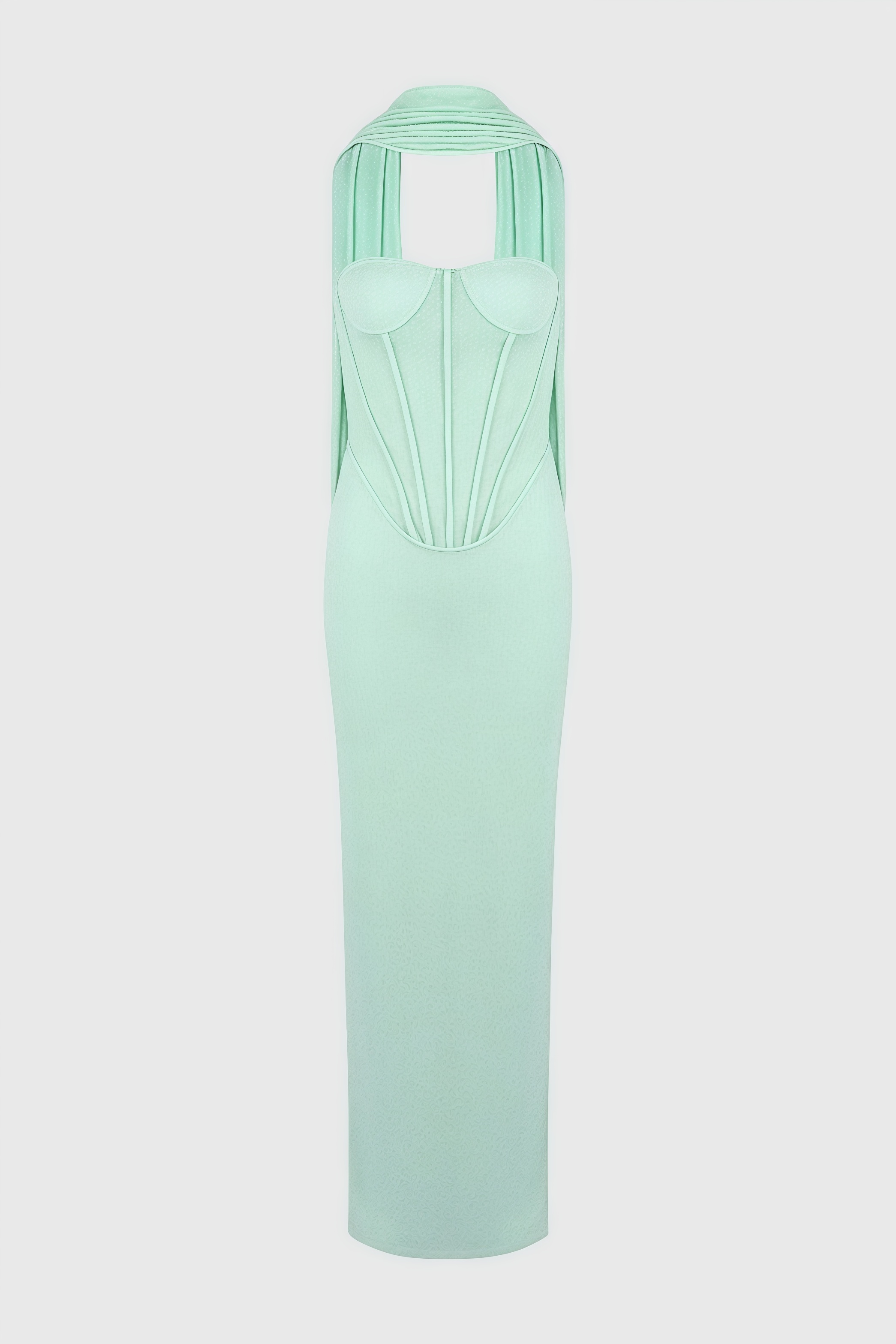 Gened Green Ribbon Sheer Chiffon Maxi Dress - View 4
