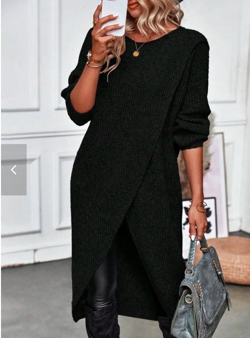 Leona | Knitted Maxi Sweater Dress Black