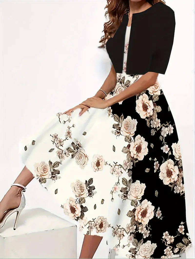Floral Sleeveless Midi Dress with Bolero Two Piece Set 8