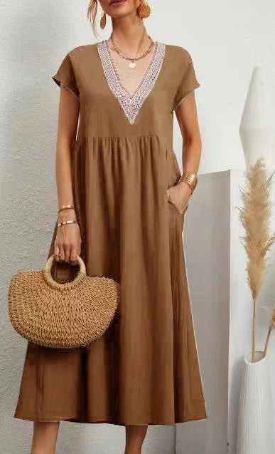 Irina Effortless Short Sleeve V Neck Dress Statement Occasion Edit