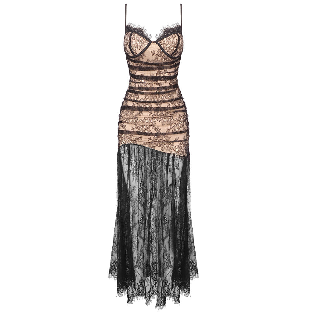 Lace Mini Dress in Black - View 2