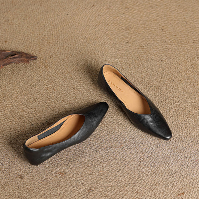 Pointed Toe V Cut Slip On Flats