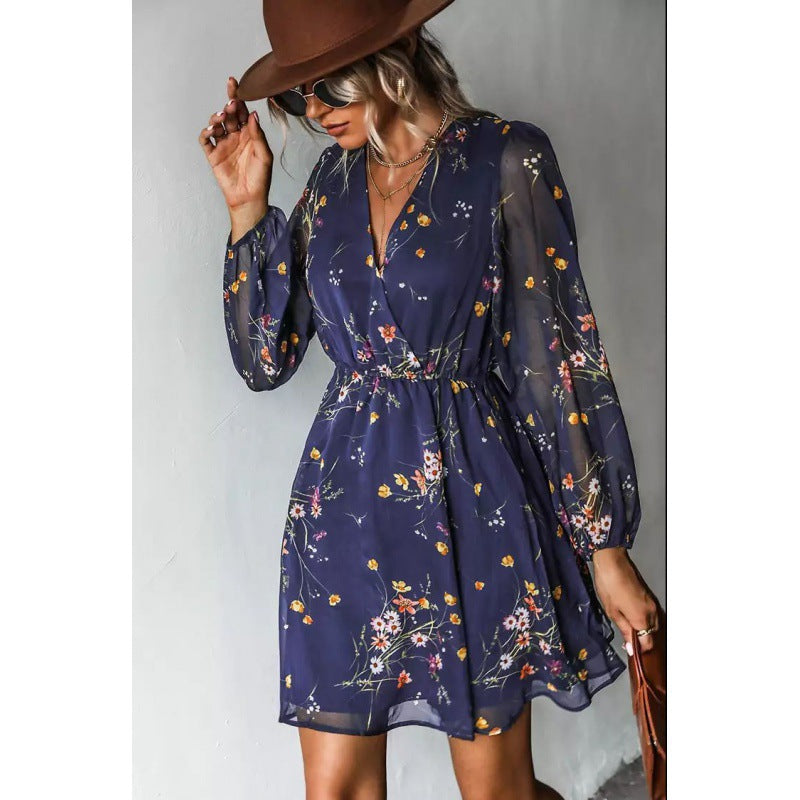 Trinidad Elevated Women's Floral Print Mini Dress with Transparent Sleeves Occasion Wear