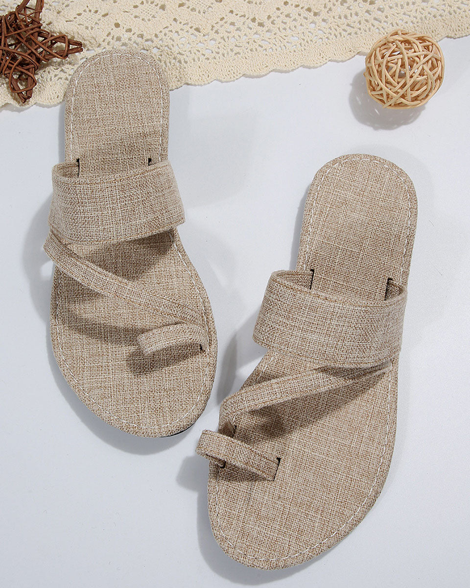 Denim slip-on flat slippers