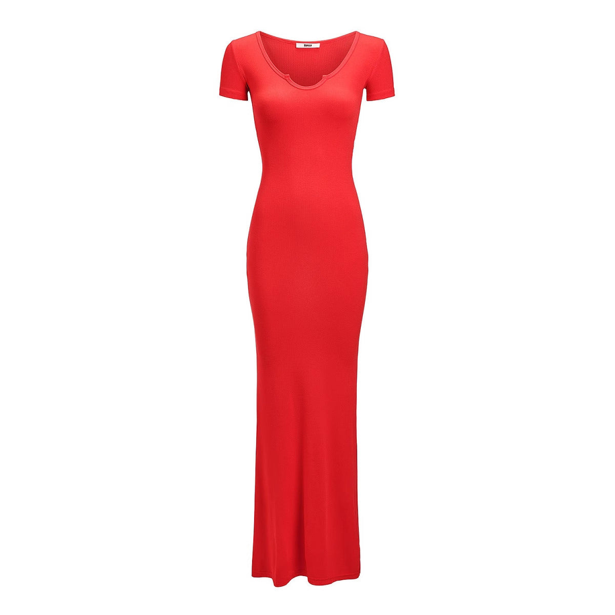 Scoop Neck Short Sleeve Fitted Bodycon Maxi T-Shirt Dress 2