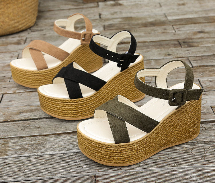 Rubber Sole Buckle Non-slip Peep Toe Sandals