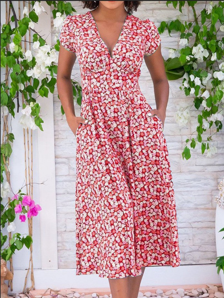 Gianna | Button-Front Midi Dress Red