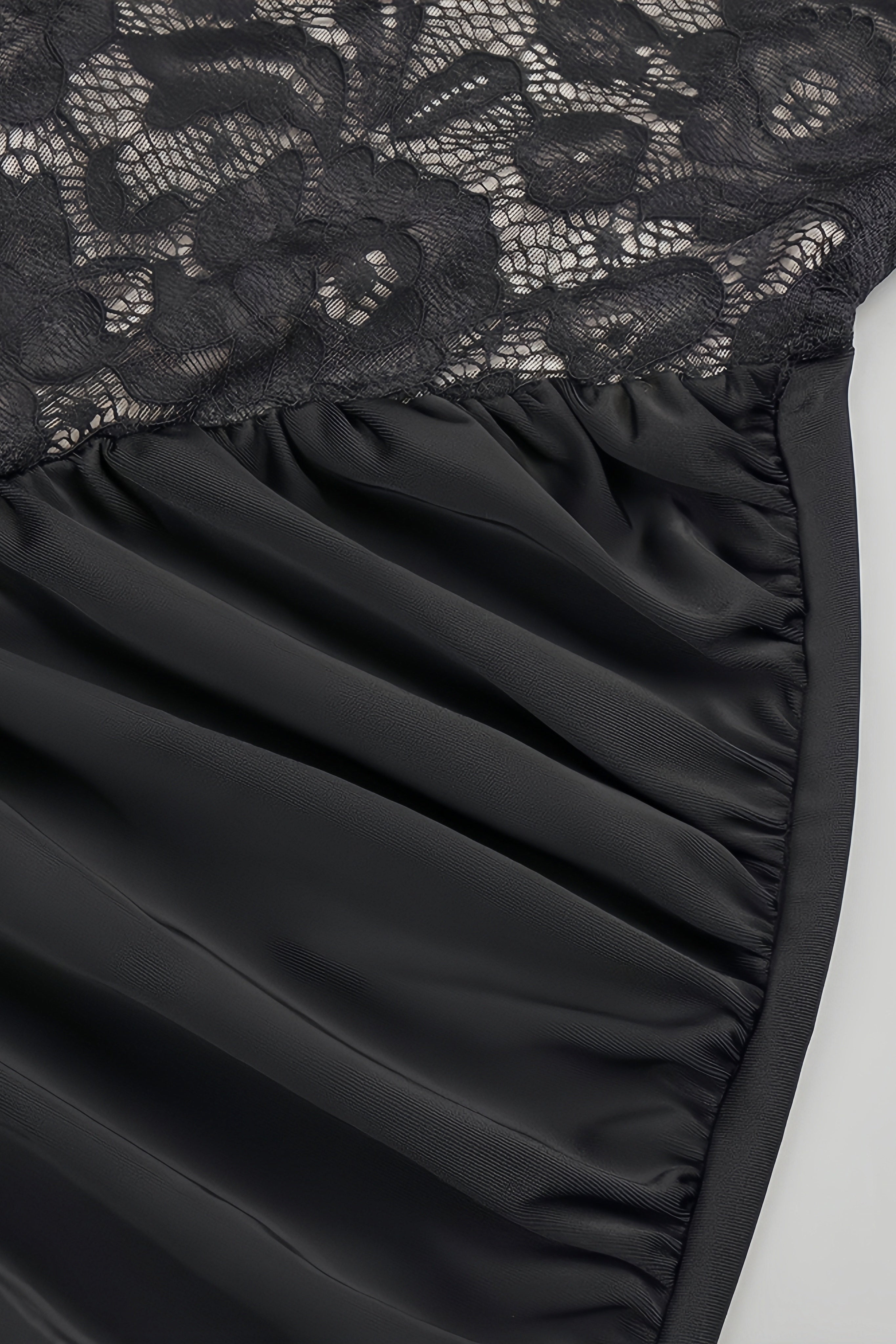 Beli Black Lace Slim Maxi Dress - View 8