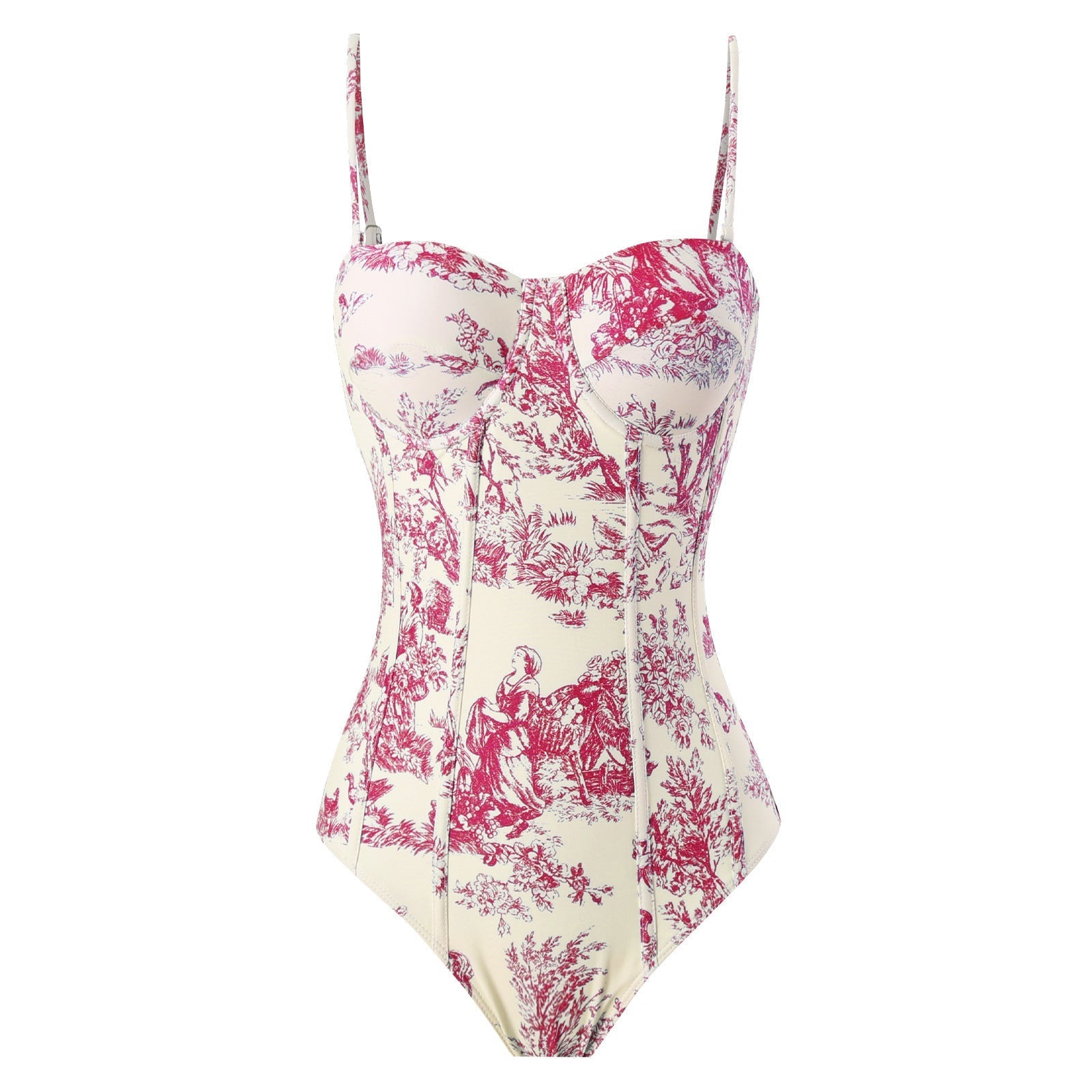 Seaside Hut Print One Piece Swimsuit