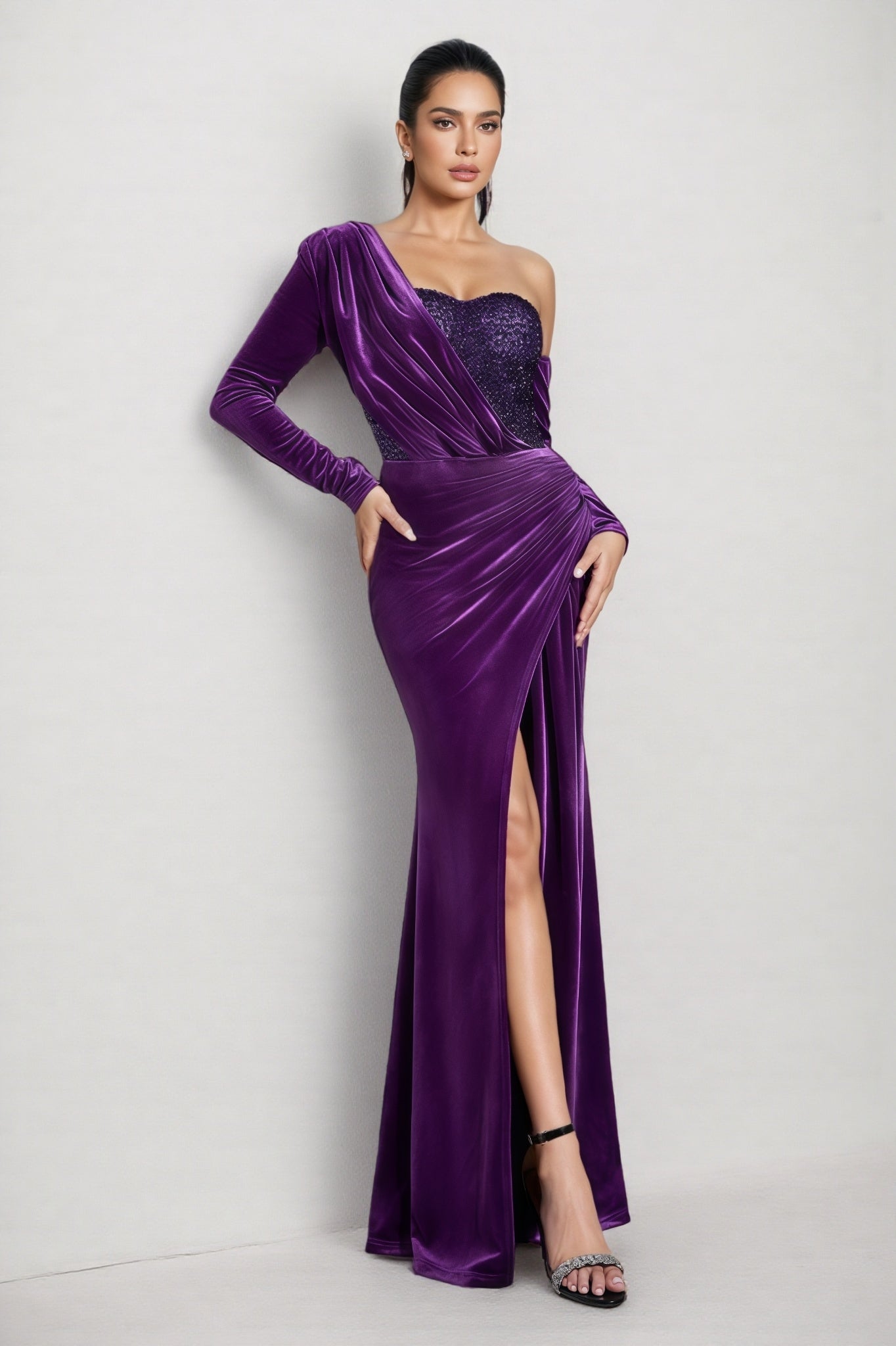 Lopez Purple Sequin Maxi Dress - View 5
