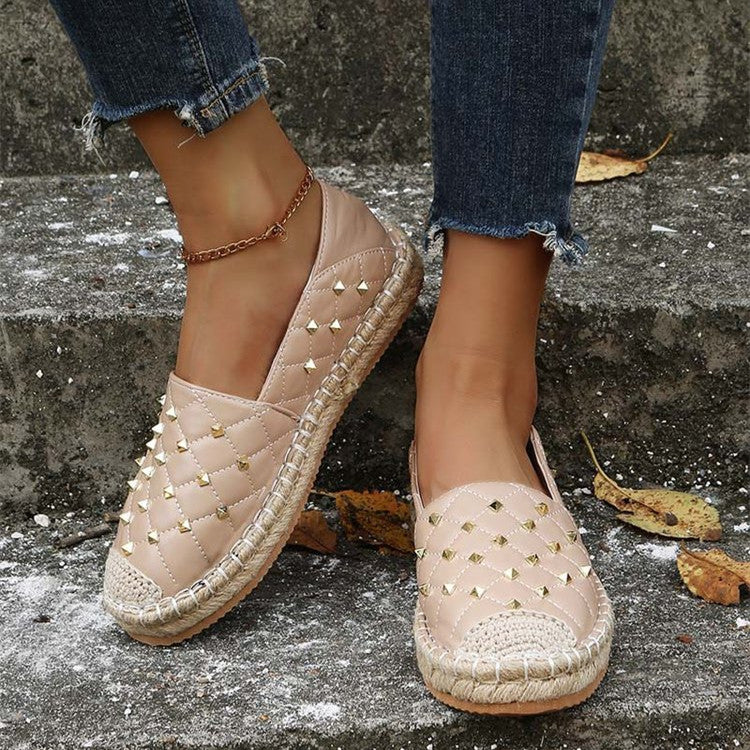 Diamond-stitched Stud Flats