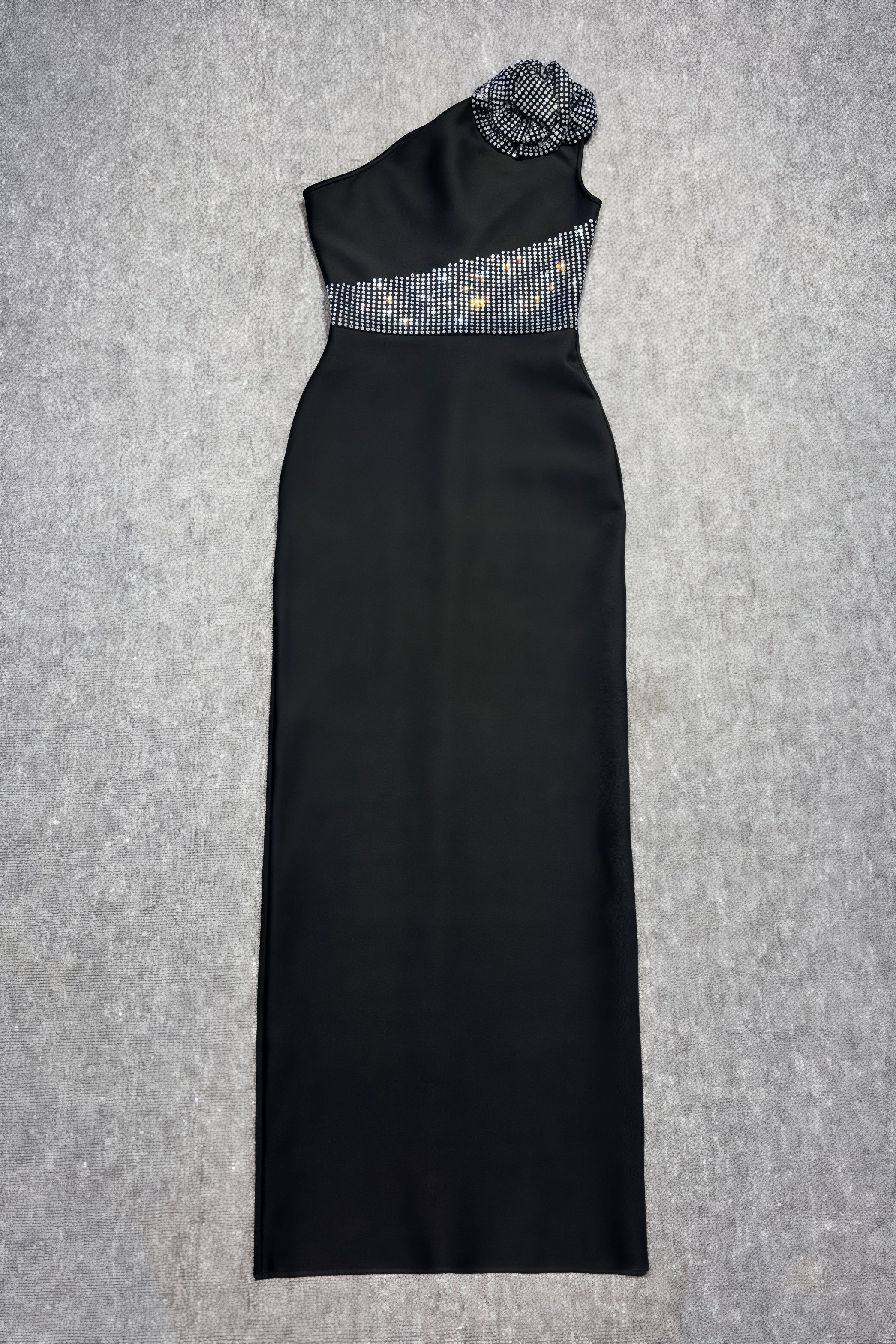 Xoelk Backless Rhinestone 3D Flower Maxi Dress - View 4