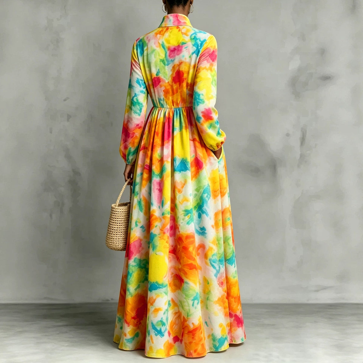 Women Shirt Dress Floral Pattern Digital Printing Dress