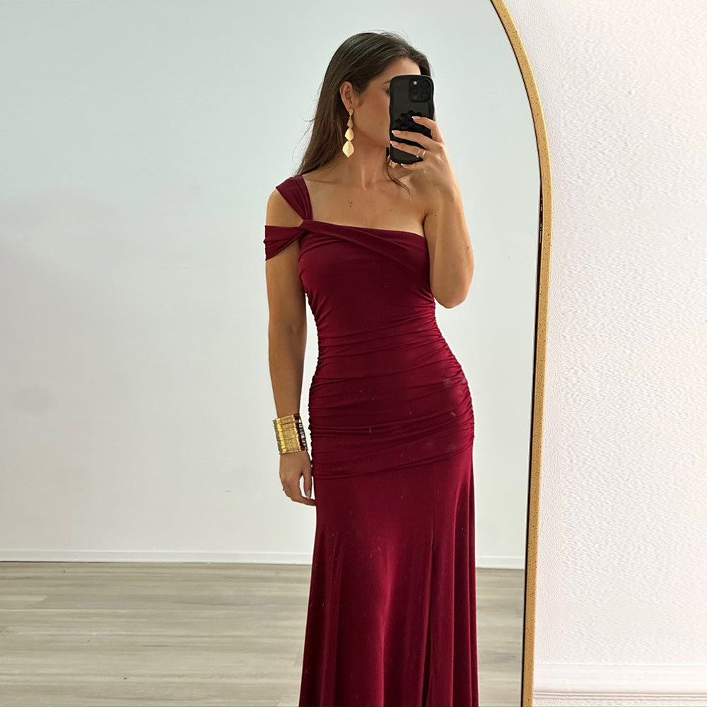 Elara Maxi Dress- Maroon