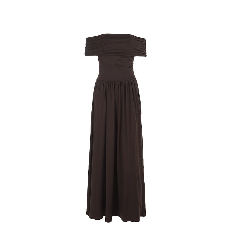 Dahlia Off-Shoulder Dress - Brown