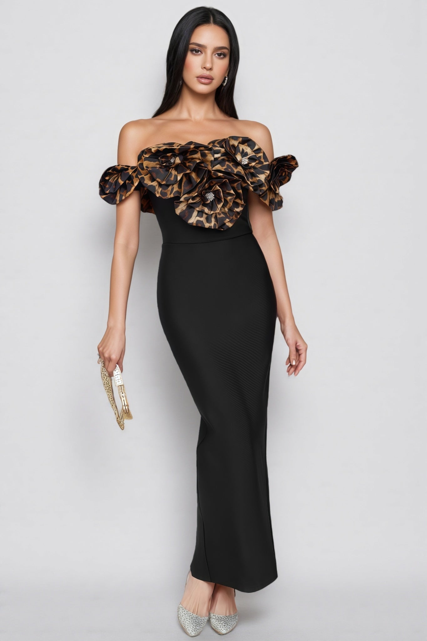 Donsa 3D Floral Bandage Maxi Dress - View 5