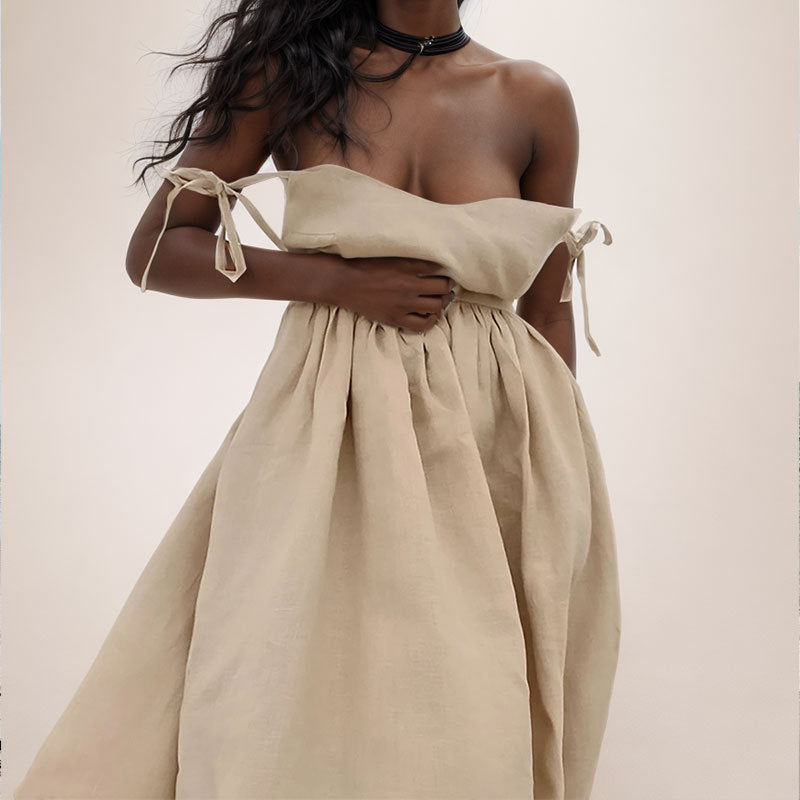One Shoulder Sleeveless High Split Loose Midi Dress 2