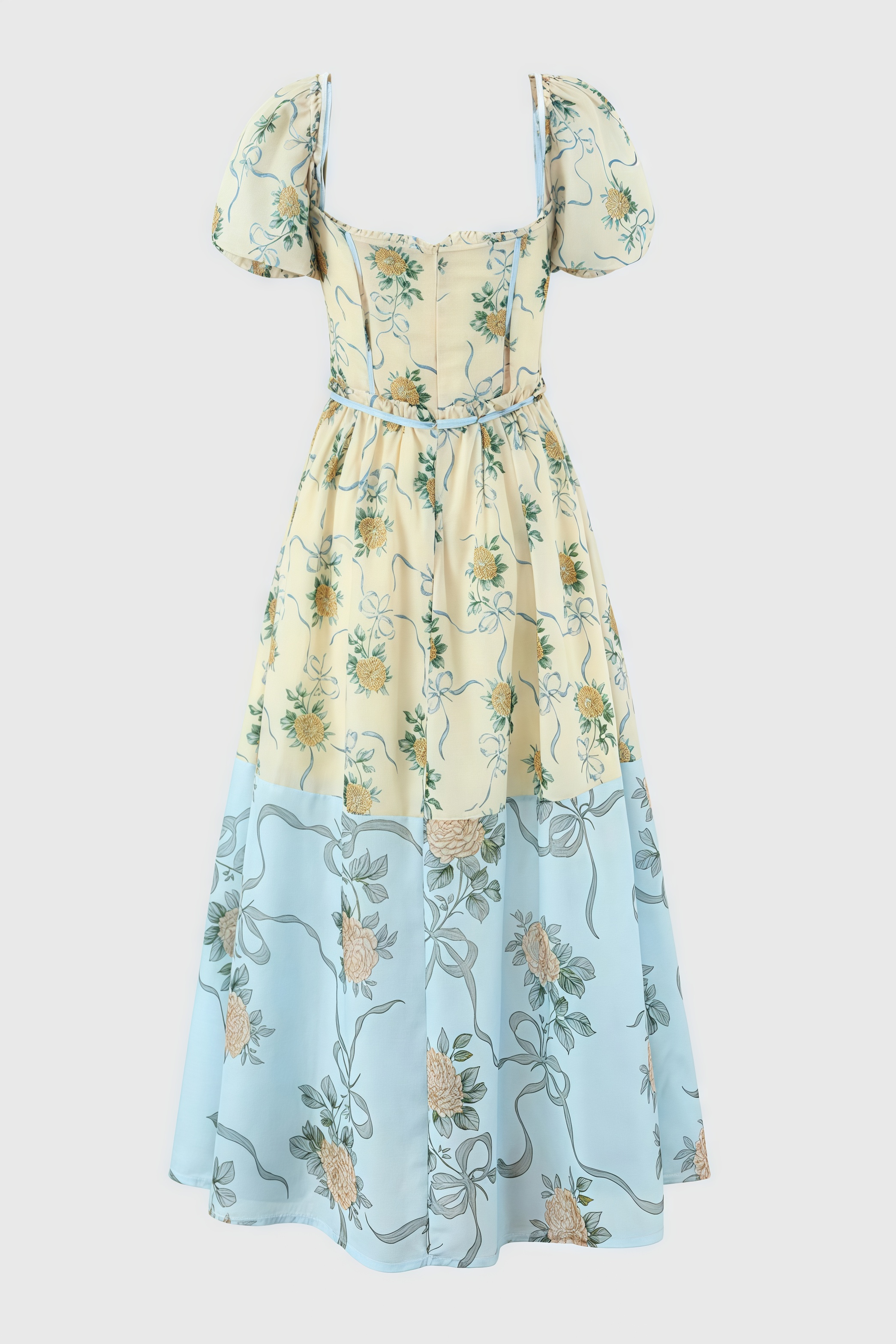 Elowen Yellow Vintage Rose Chiffon Midi Dress - View 6