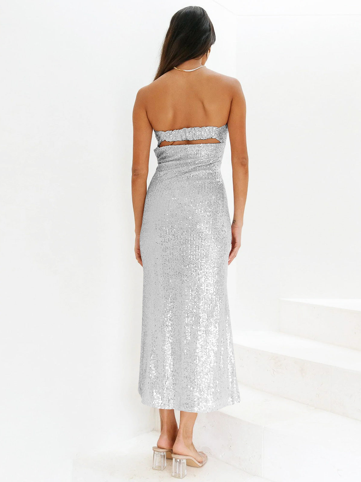Shimmerina Midi Dress - Silver