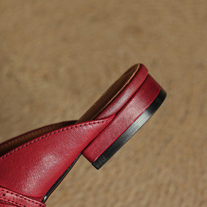 Square Toe Buckle Strap Flat Mules
