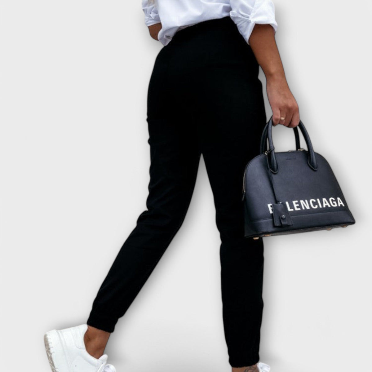 High Waist Cuffed Ankle Slim Joggers