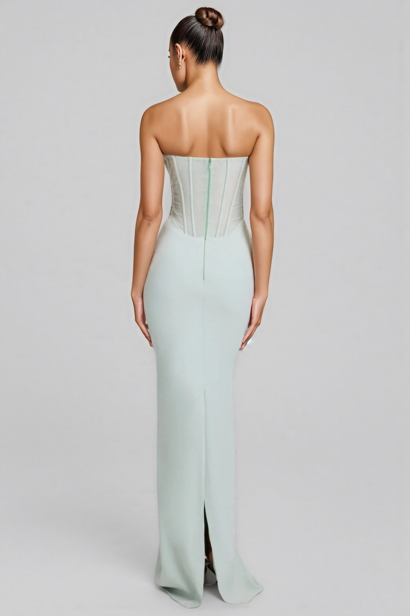 Gened Green Ribbon Sheer Chiffon Maxi Dress - View 3