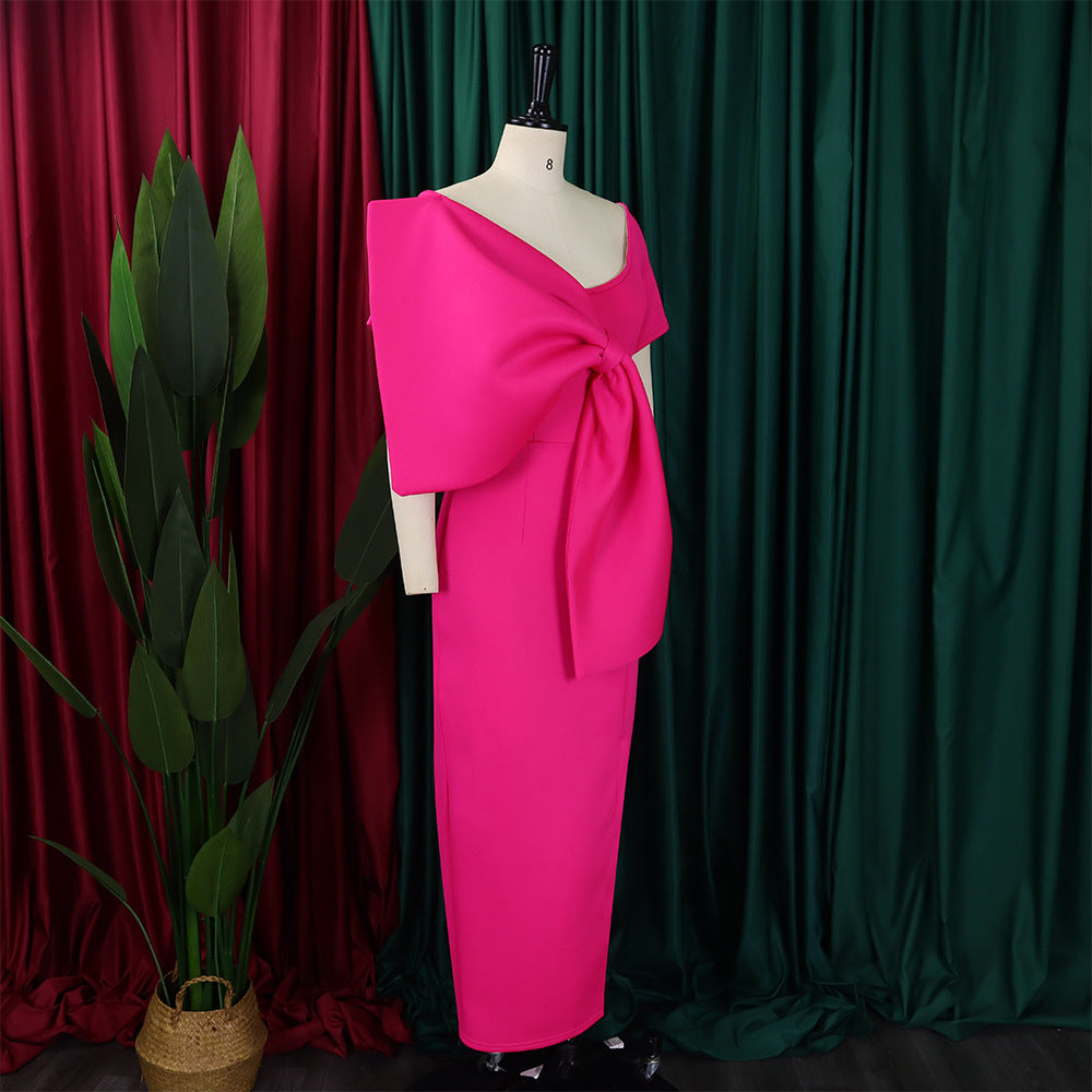 Satin Cowl Neck Backless High Split Slip Maxi Dress