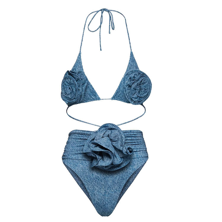 Denim Drip Bikini - Blue