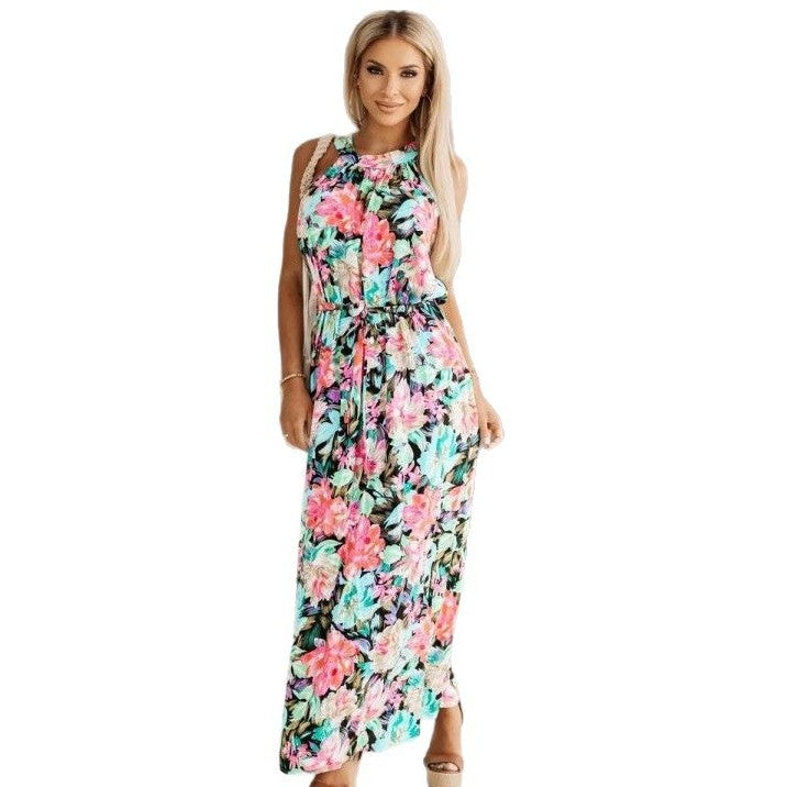 Alba Minimalist Women's Floral Maxi Dress with Adjustable Waist Designer Edit