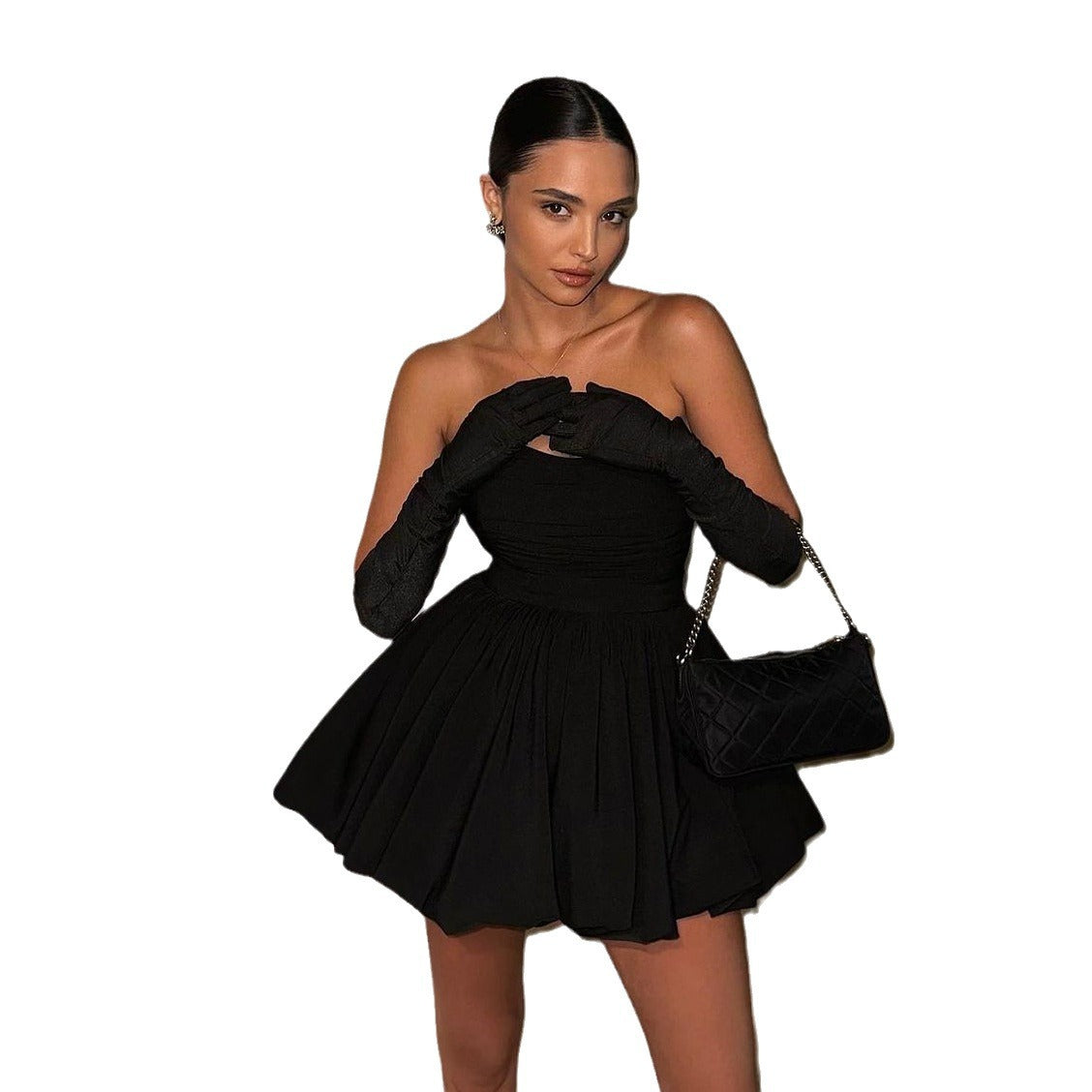 Strapless Cut Out Ruched Pleated Mini Dress 4