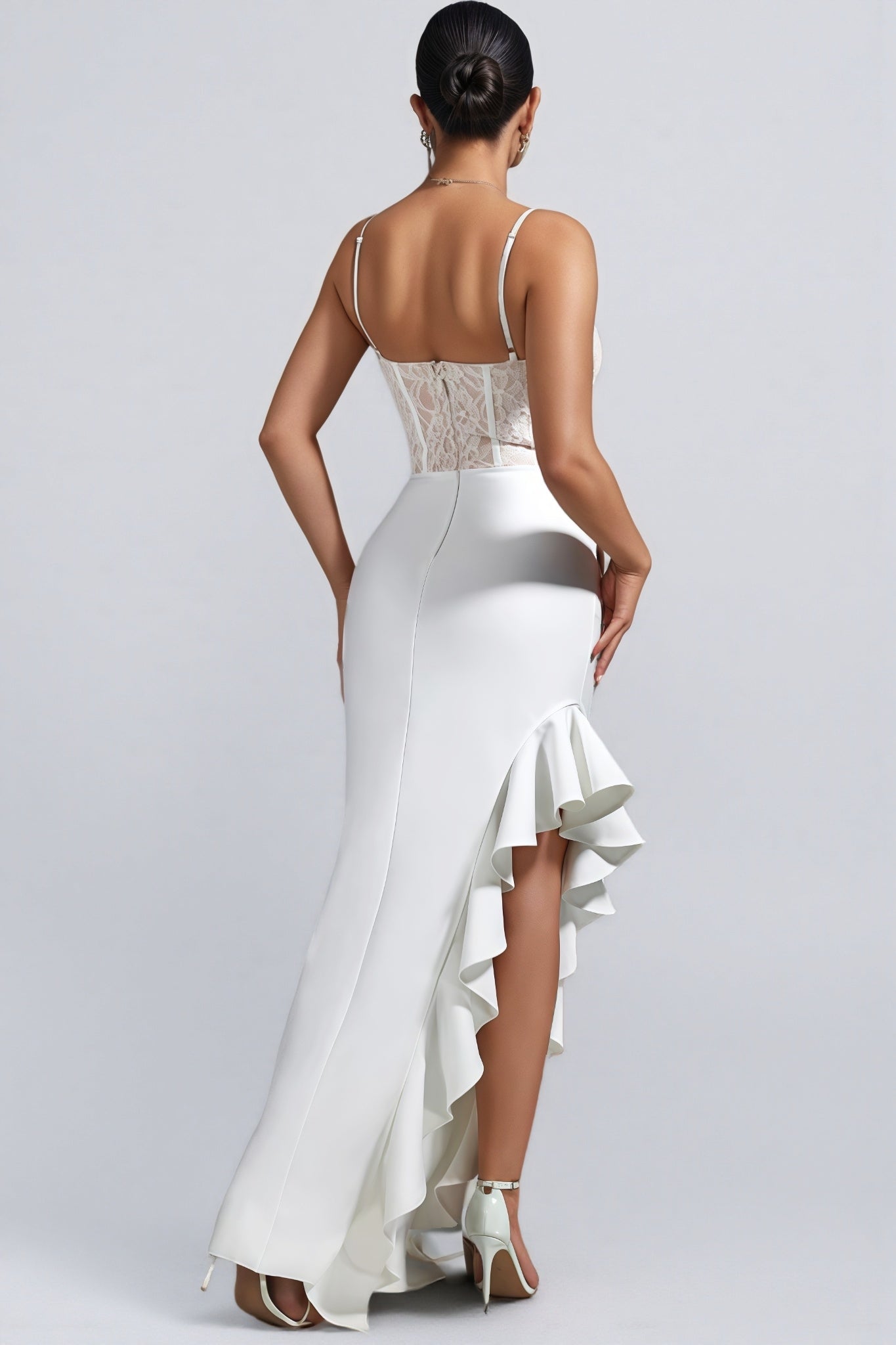 Veda Lace Sleeveless Ruffled Trim Maxi Dress - View 5