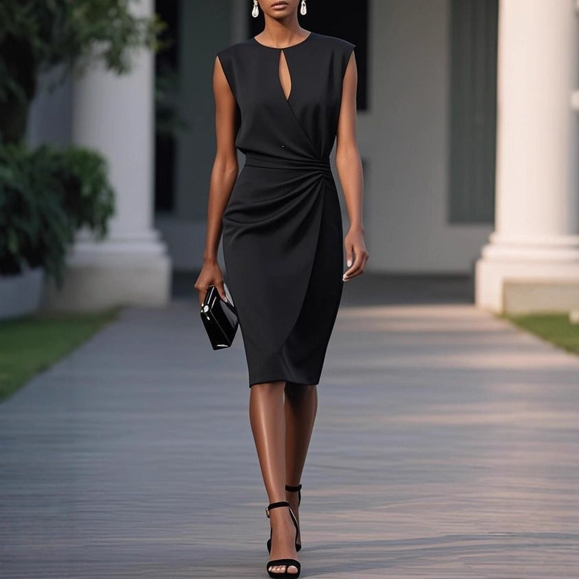Keyhole Cut Out Ruched Bodycon Midi Dress Cocktail 4