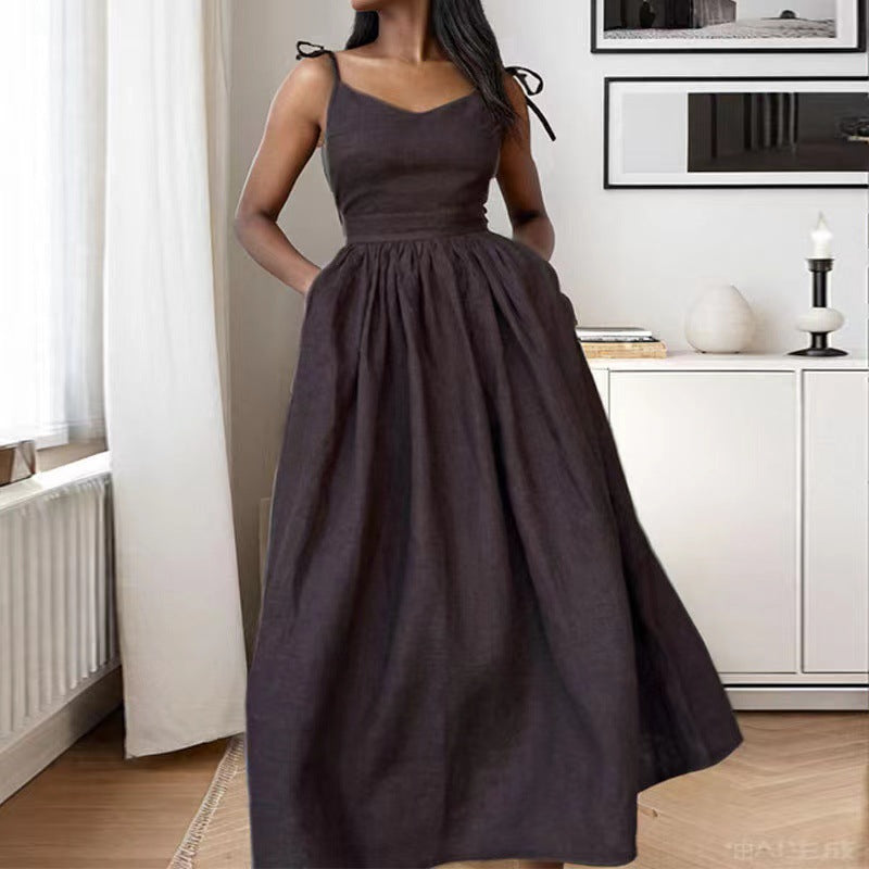 One Shoulder Sleeveless High Split Loose Midi Dress 14