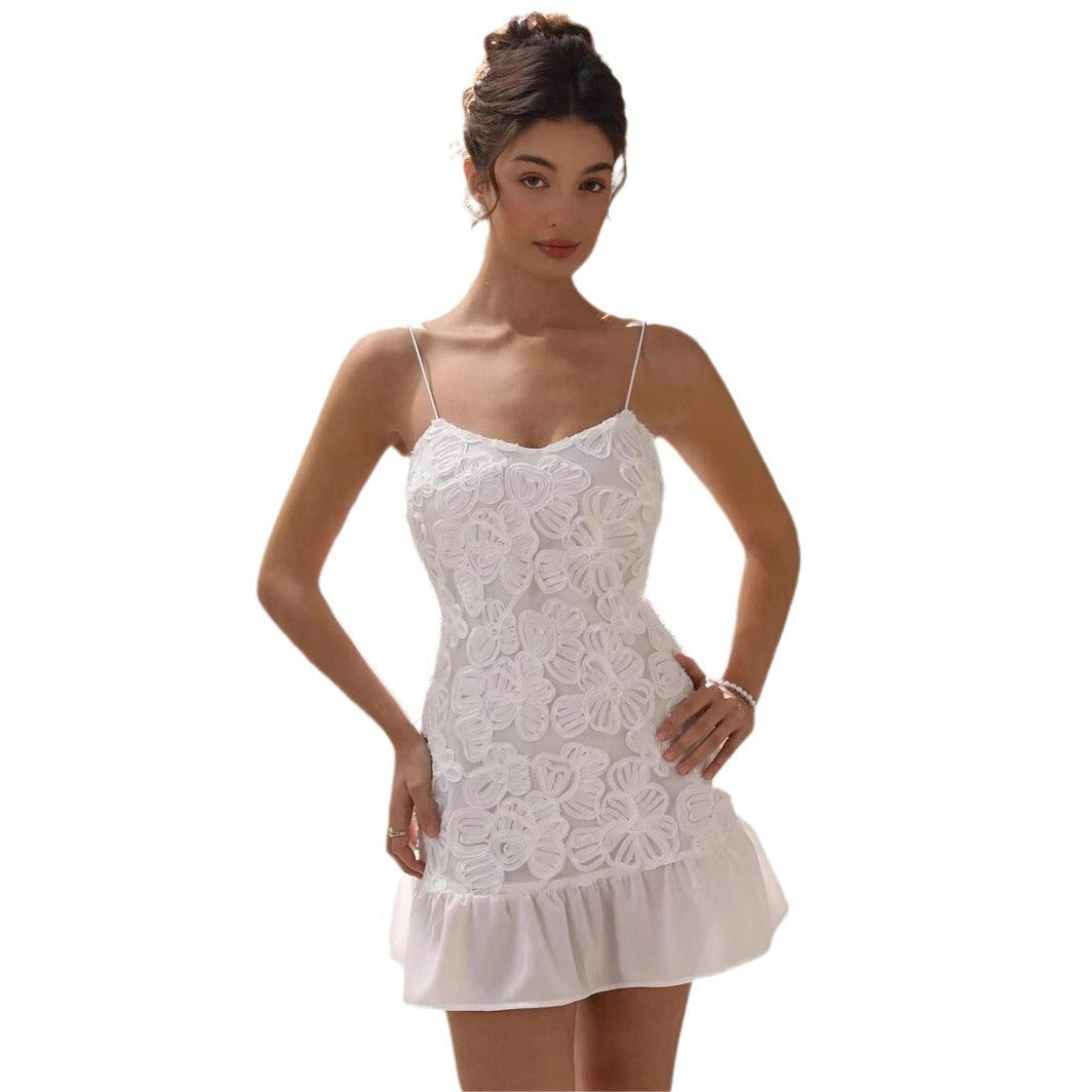 Floral Spaghetti Strap Ruffle Hem Bodycon Mini Dress