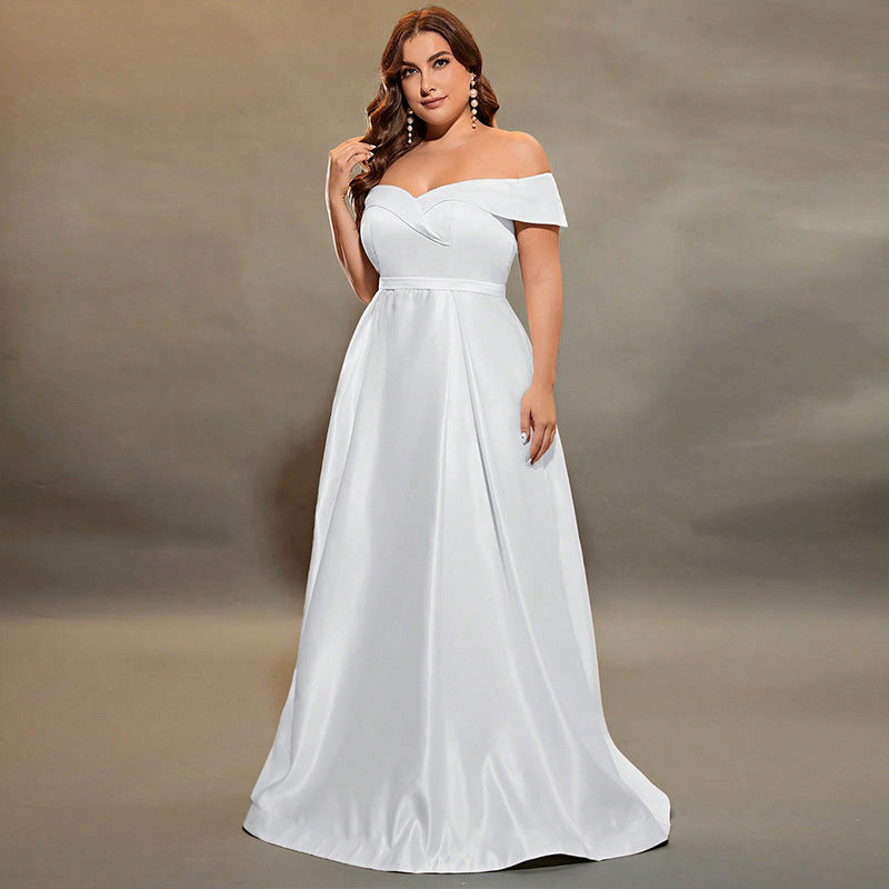 Satin Off Shoulder Sweetheart Neck A-Line Maxi Gown 2