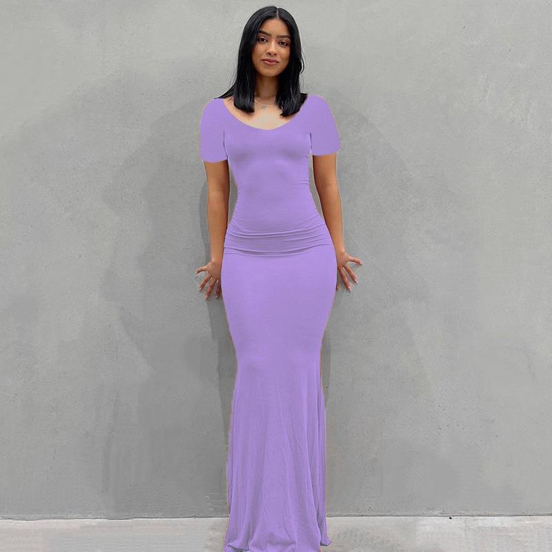 Scoop Neck Spaghetti Strap Bodycon Mermaid Maxi Dress 30