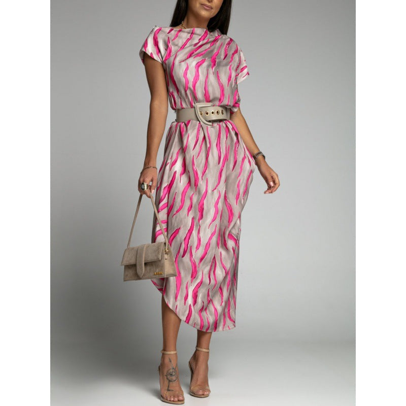 Elevated Zaida Women's Asymmetric Midi Dress with Unique Print Boutique Collection
