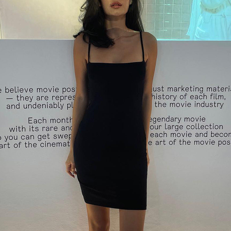 Scoop Neck Spaghetti Strap Basic Bodycon Mini Dress 2
