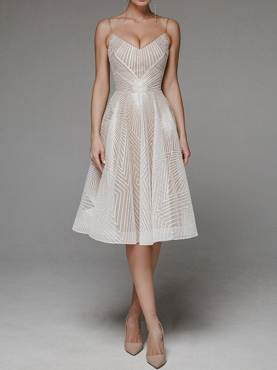 Women Spring Summer Clothing Sexy Strap Embroidered Sleeveless Dress