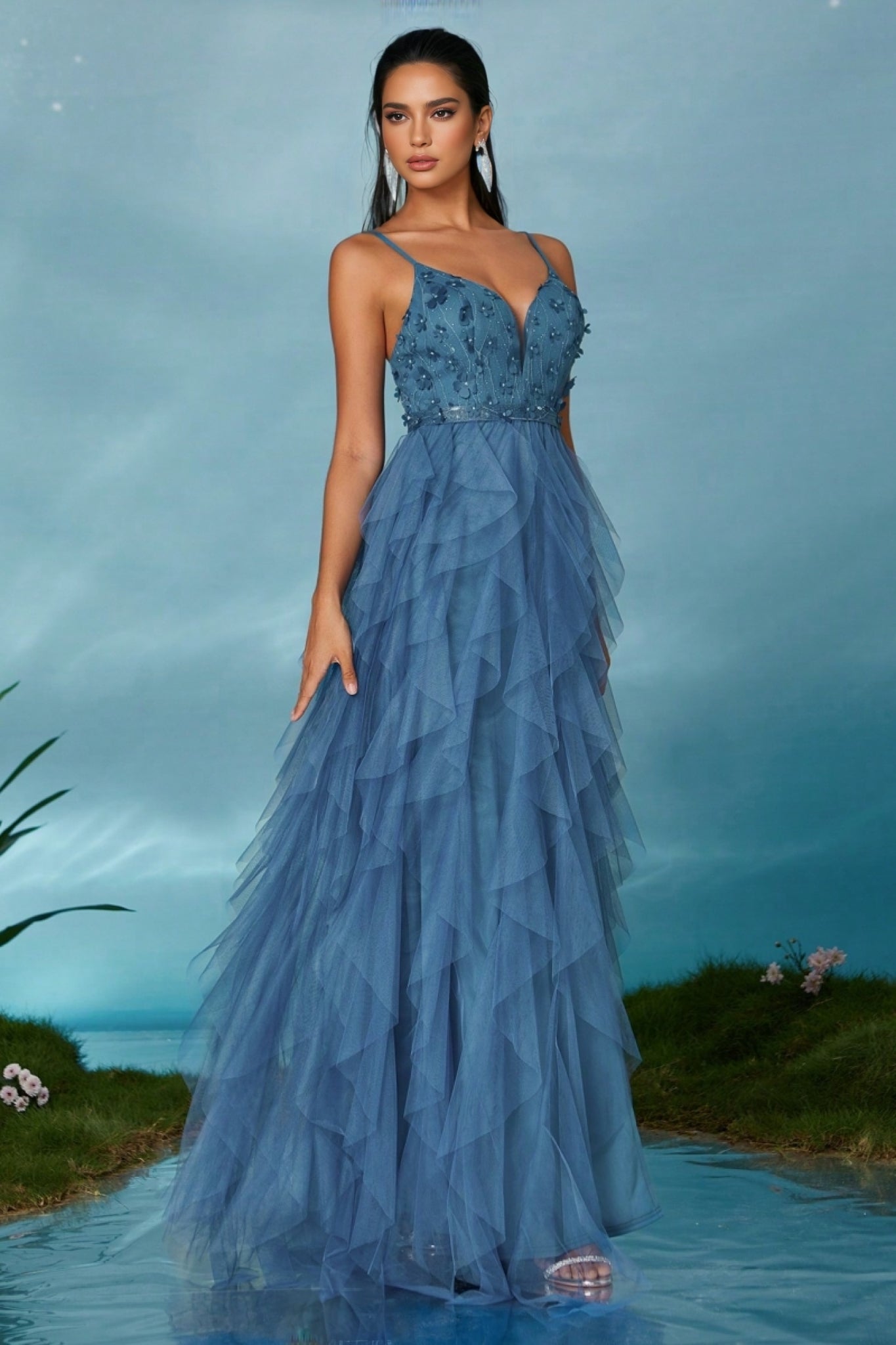 Harlow Halter Mesh Maxi Dress - View 2