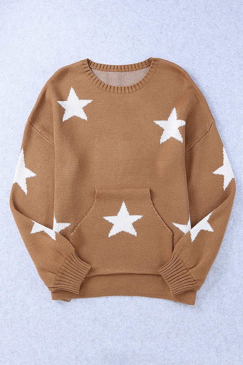 Stars Lantern Sleeve Knit Sweater
