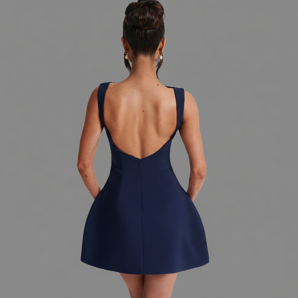 Boat Neck Sleeveless A-Line Mini Dress 3
