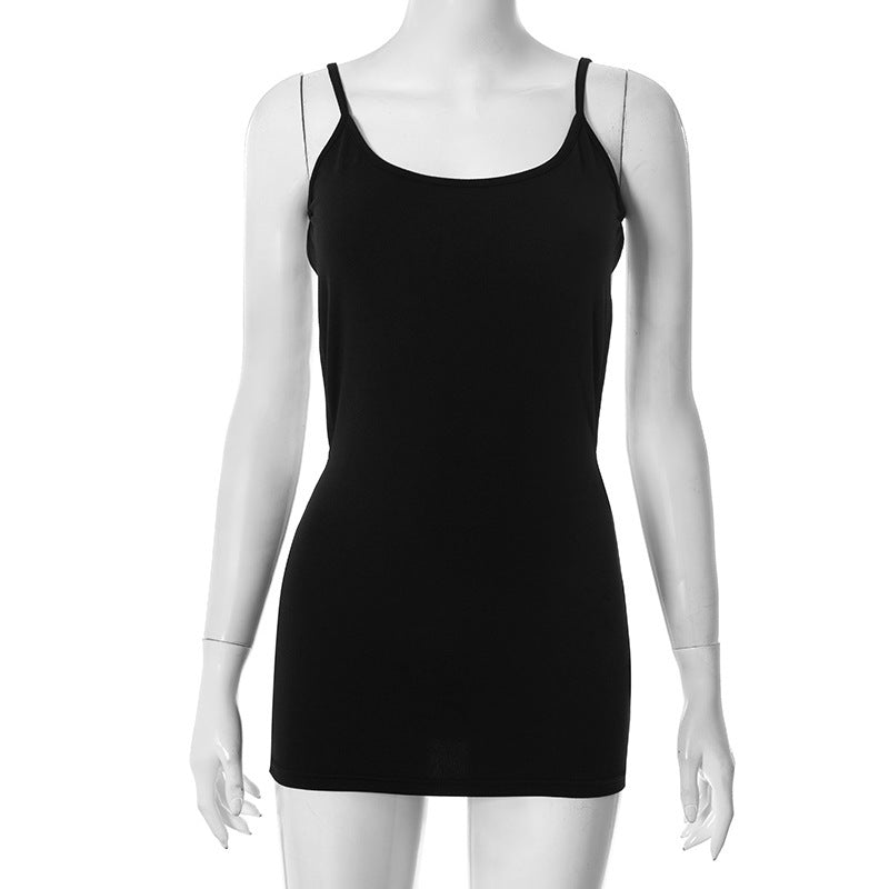 Scoop Neck Spaghetti Strap Fitted Jersey Mini Slip Dress 2